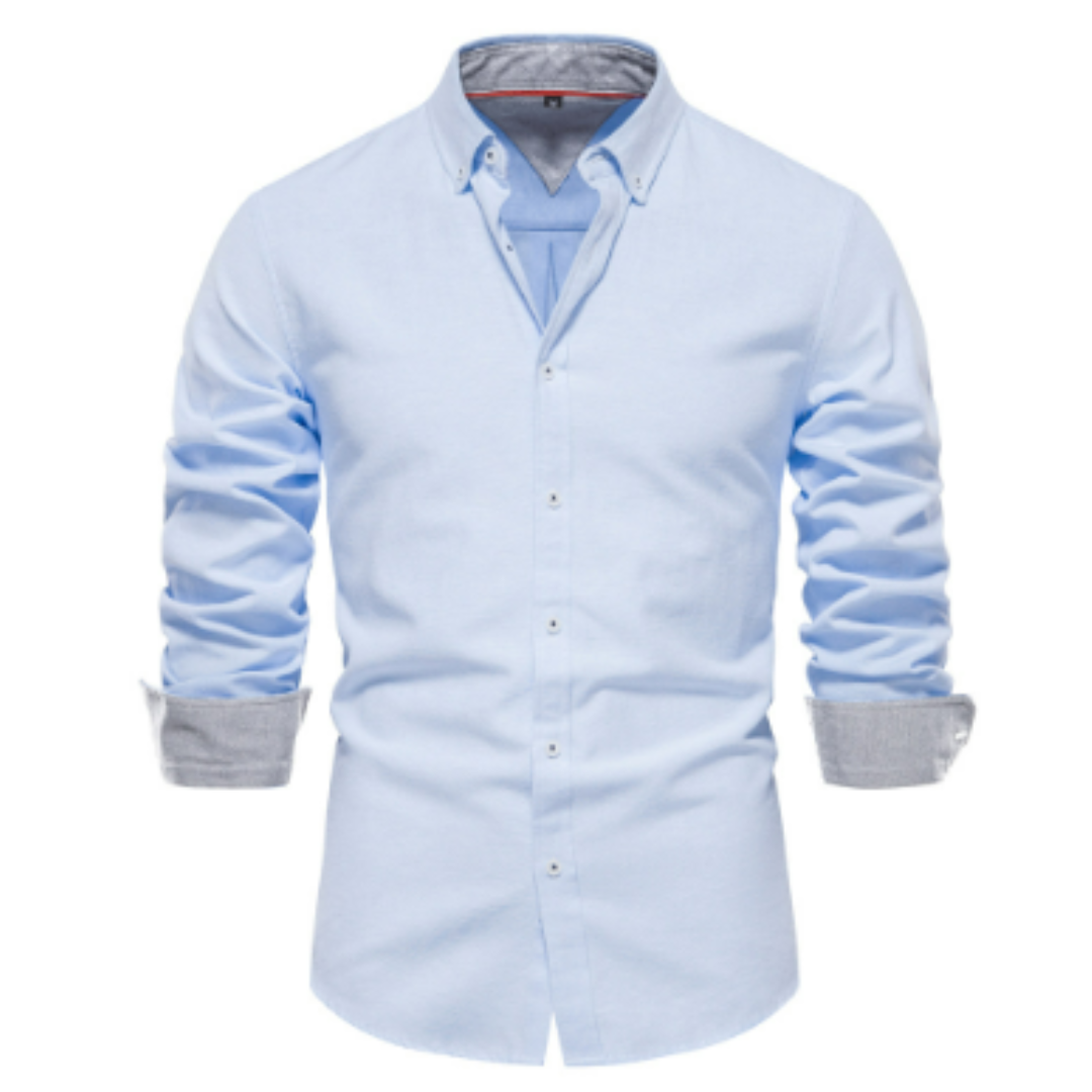 Chemise Oxford Unicolore À Manches Longues pour Hommes | Idéale pour Le Bureau Et Les Occasions Décontractées