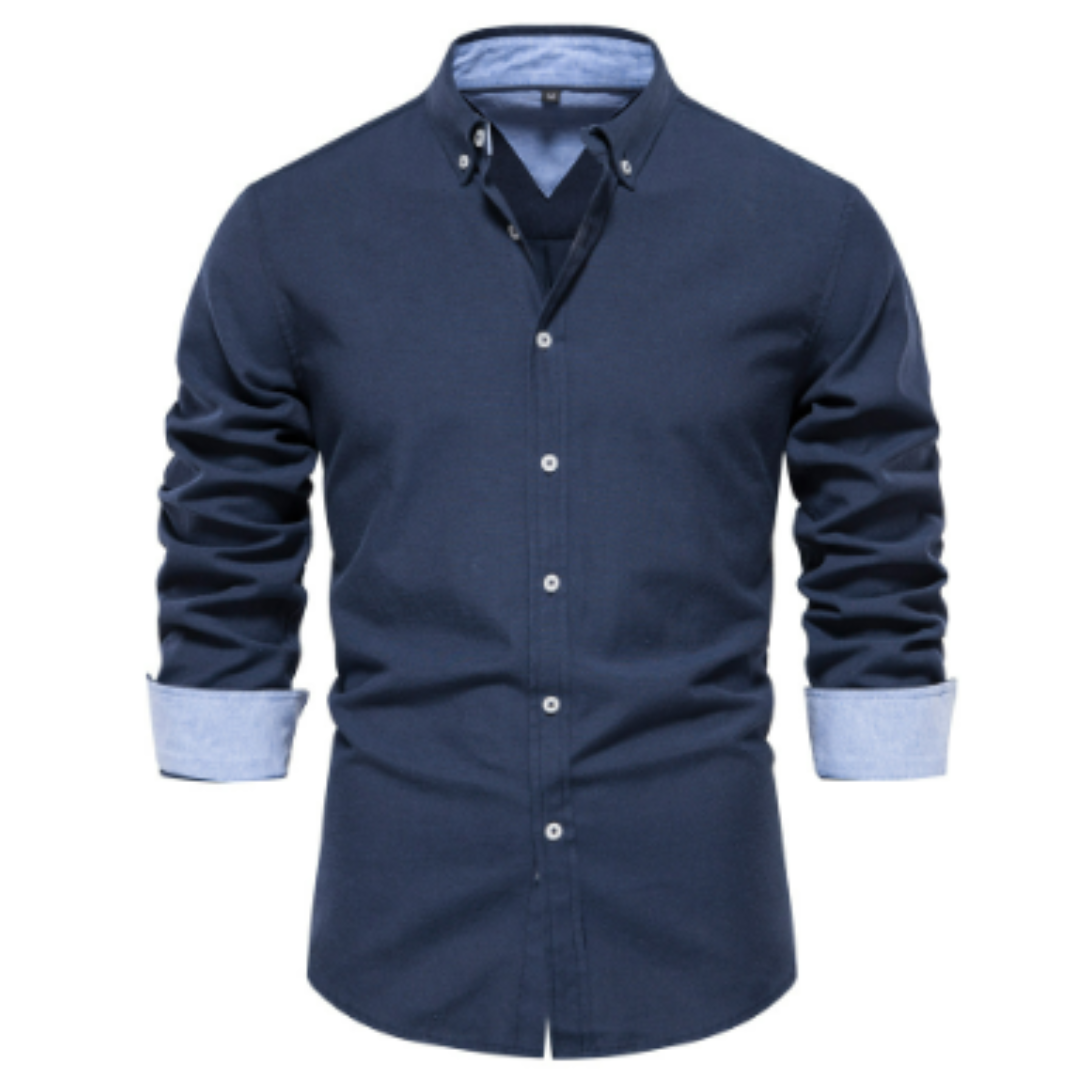 Chemise Oxford Unicolore À Manches Longues pour Hommes | Idéale pour Le Bureau Et Les Occasions Décontractées