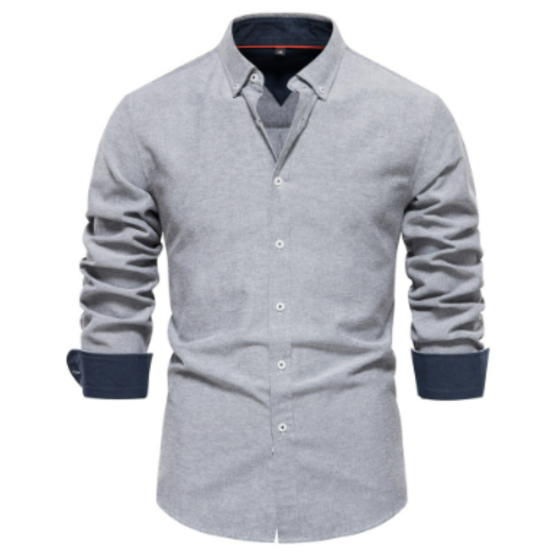 Chemise Oxford Unicolore À Manches Longues pour Hommes | Idéale pour Le Bureau Et Les Occasions Décontractées