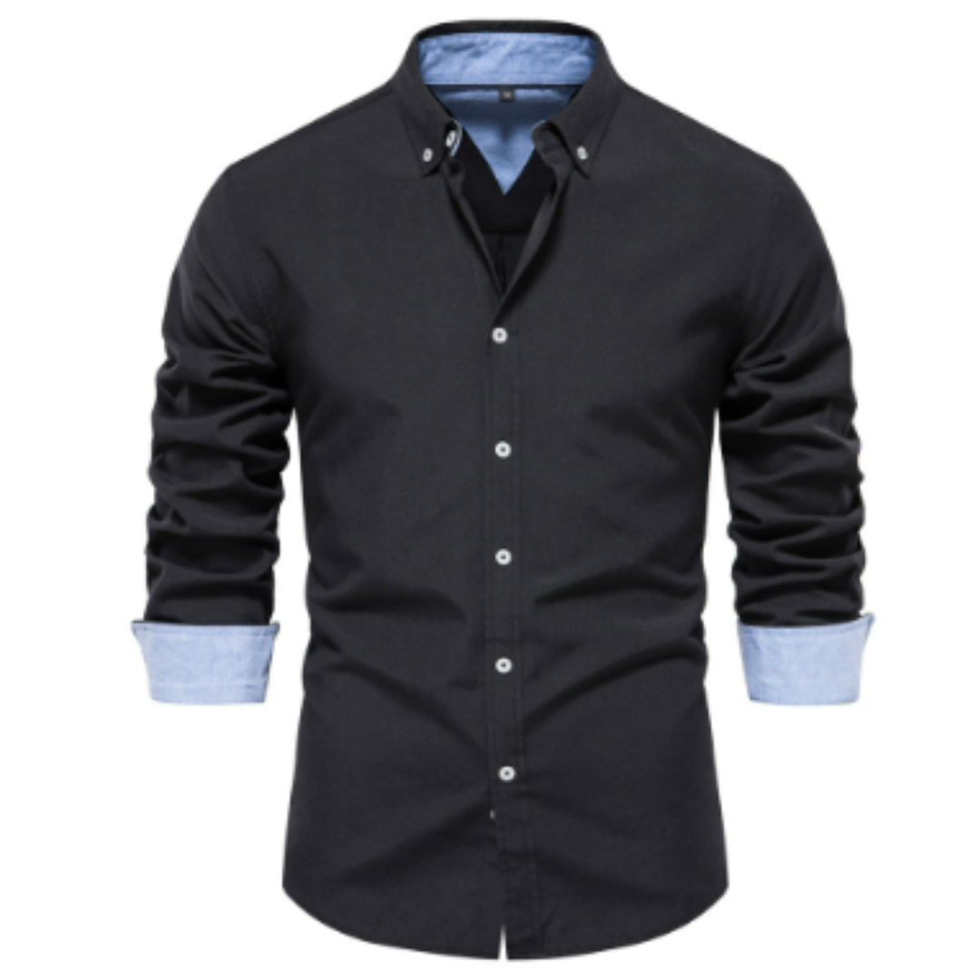 Chemise Oxford Unicolore À Manches Longues pour Hommes | Idéale pour Le Bureau Et Les Occasions Décontractées