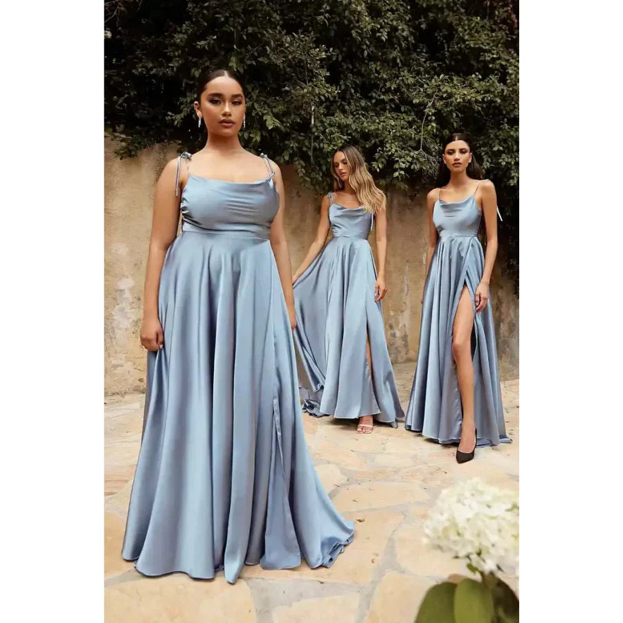 Robe Longue À Bretelles Spaghetti avec Fente Haute pour Femme | Tenue pour Soirées Et Occasions Spéciales