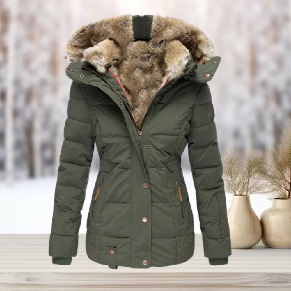 Manteau Puffer Matelassé avec Capuche et Doublure en Fausse Fourrure pour Femme | Idéal pour l’Hiver
