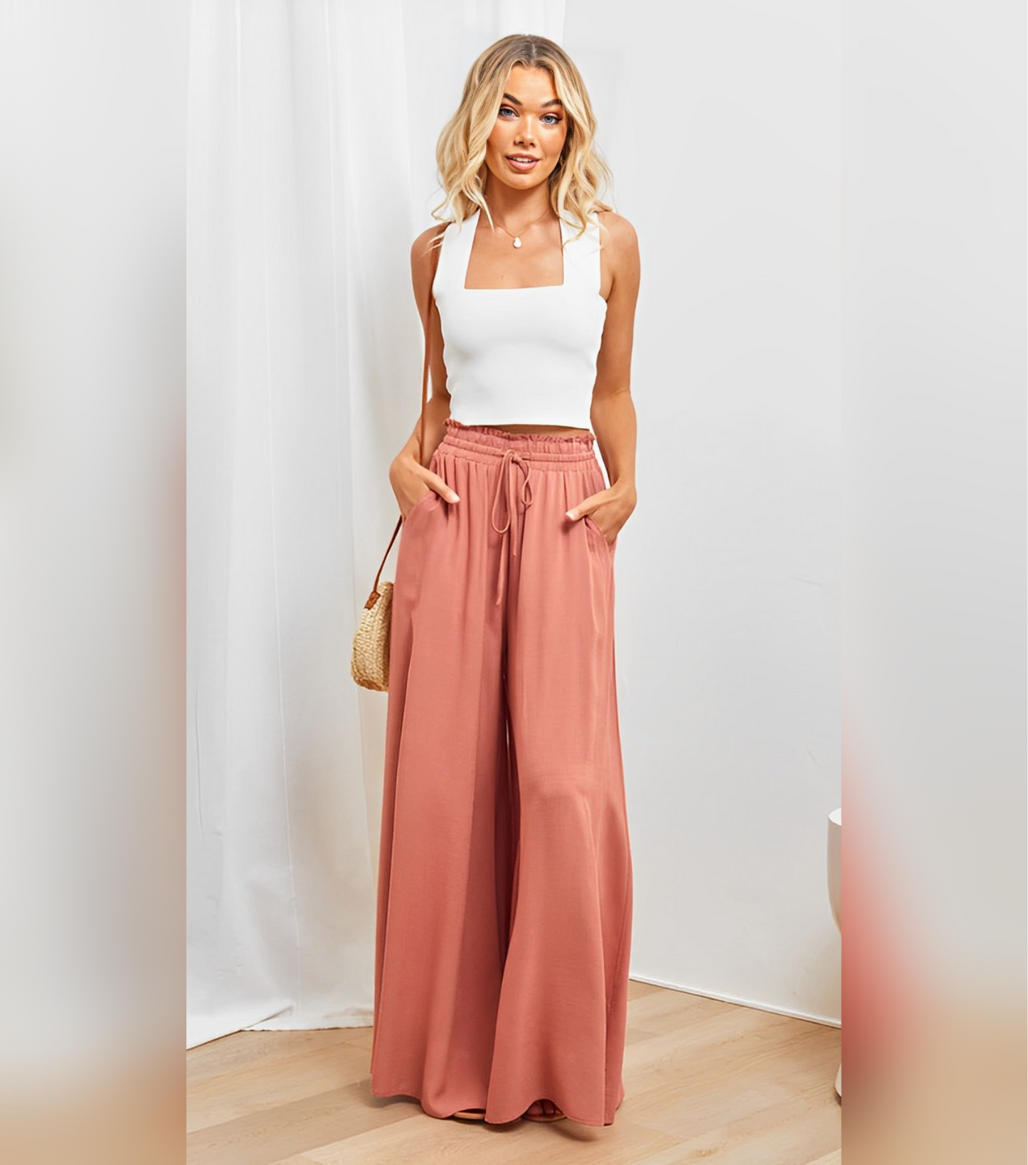 Pantalon Taille Haute avec Cordon Ajustable pour Femme | Idéal pour les Journées Décontractées ou Habillées