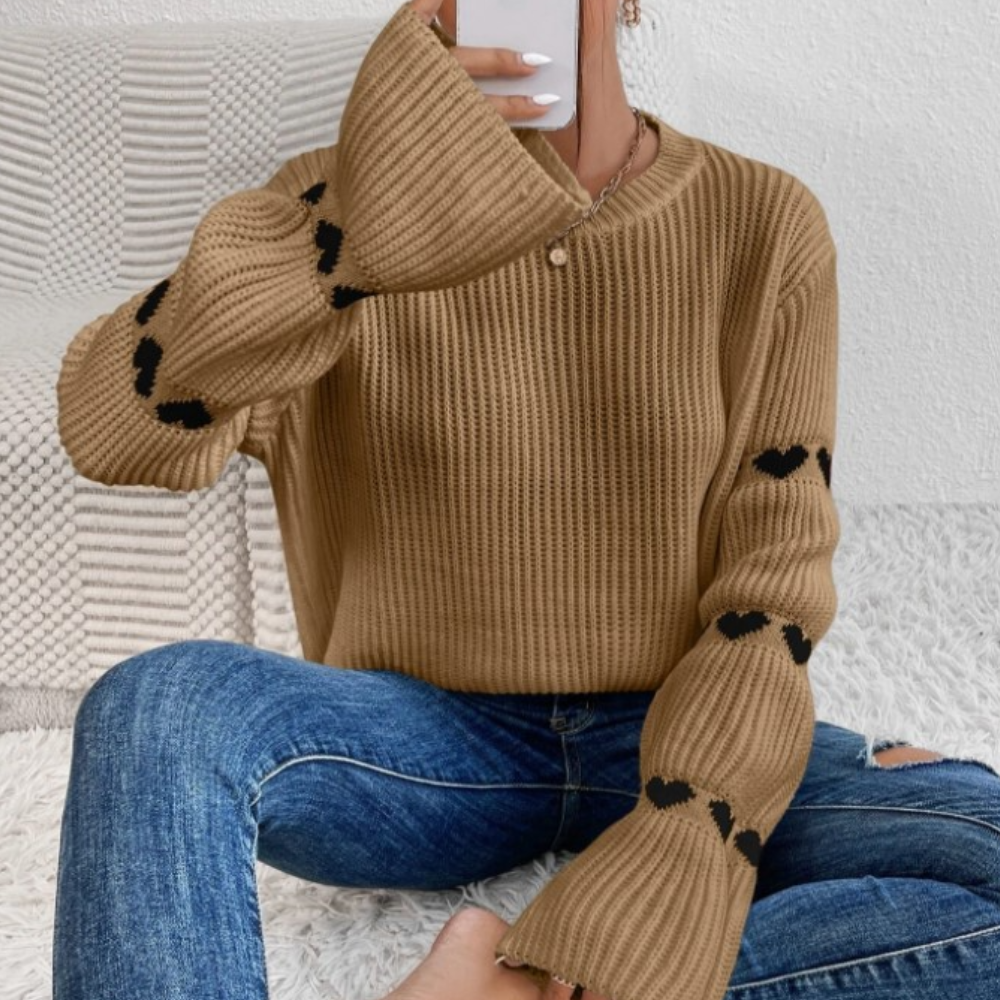Pull À Col Rond avec Texture Côtelée pour Femme | Idéal pour Les Journées Fraîches