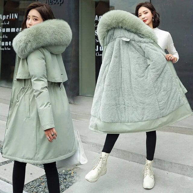 Manteau Long avec Capuche et Col Imitation Fourrure pour Femme | Idéal pour l’Hiver
