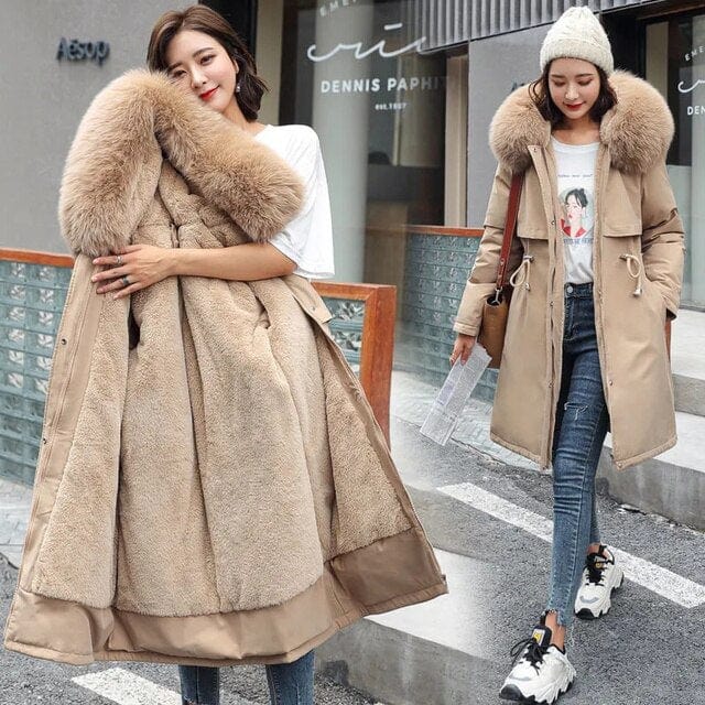 Manteau Long avec Capuche et Col Imitation Fourrure pour Femme | Idéal pour l’Hiver