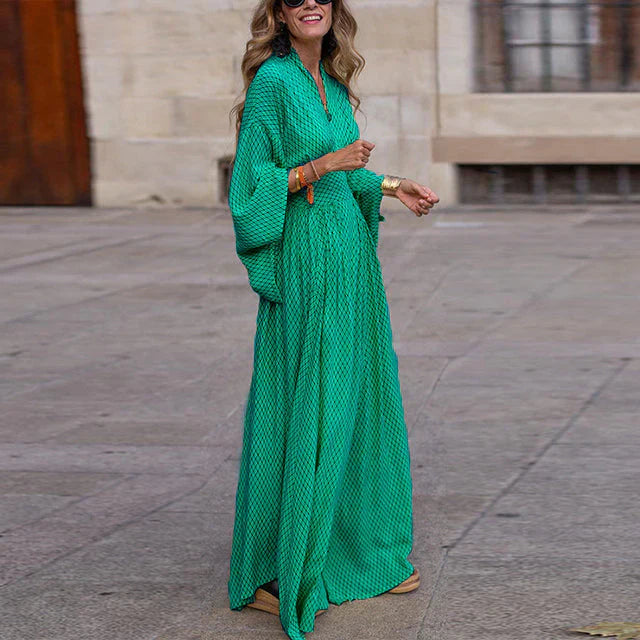 Robe Longue à Imprimé Graphique pour Femme | Idéale pour les Soirées d'Été