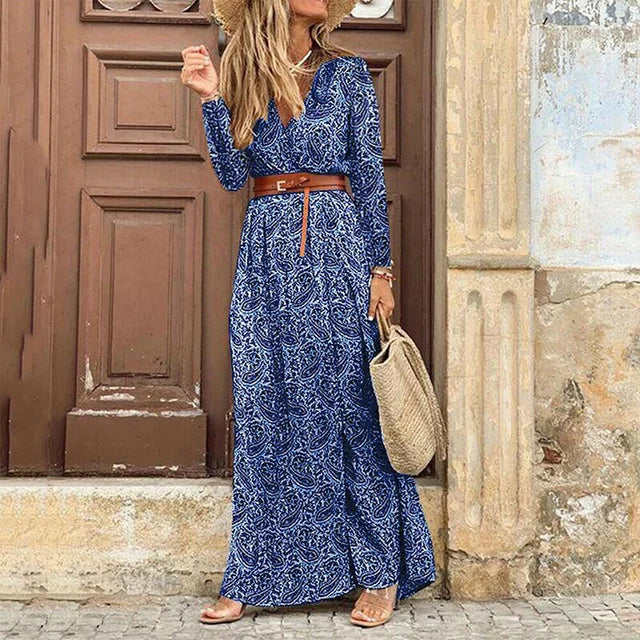 Robe Longue Rouge à Imprimé Bohème pour Femme | Idéale pour les Festivals d'Été