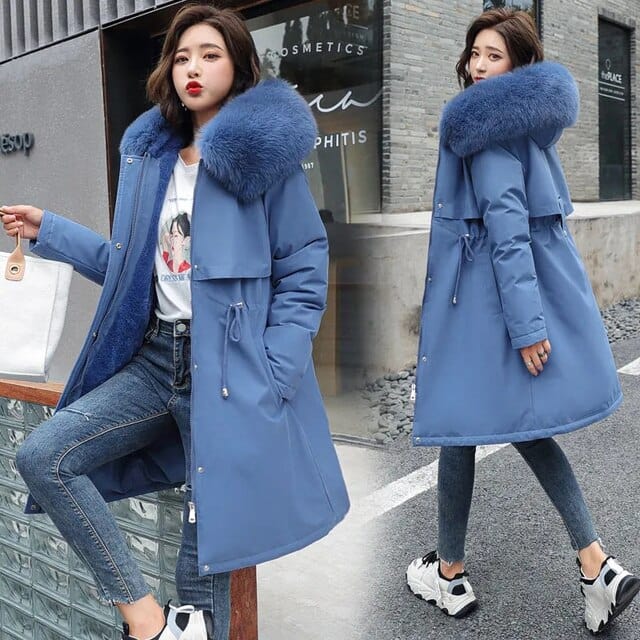 Manteau Long avec Capuche et Col Imitation Fourrure pour Femme | Idéal pour l’Hiver
