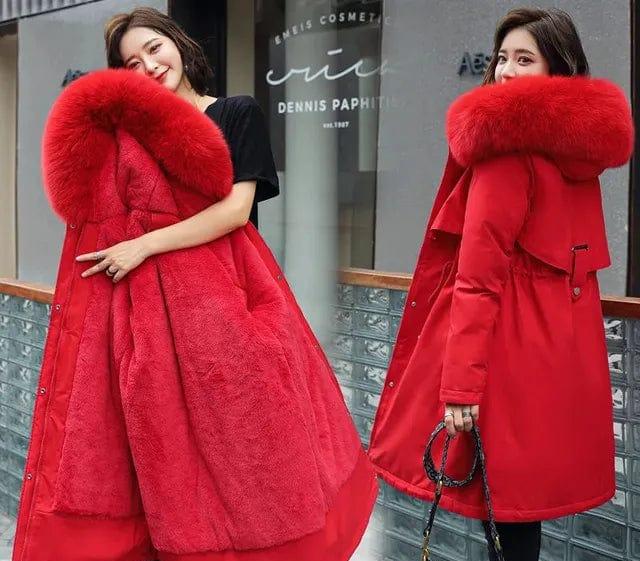 Manteau Long avec Capuche et Col Imitation Fourrure pour Femme | Idéal pour l’Hiver