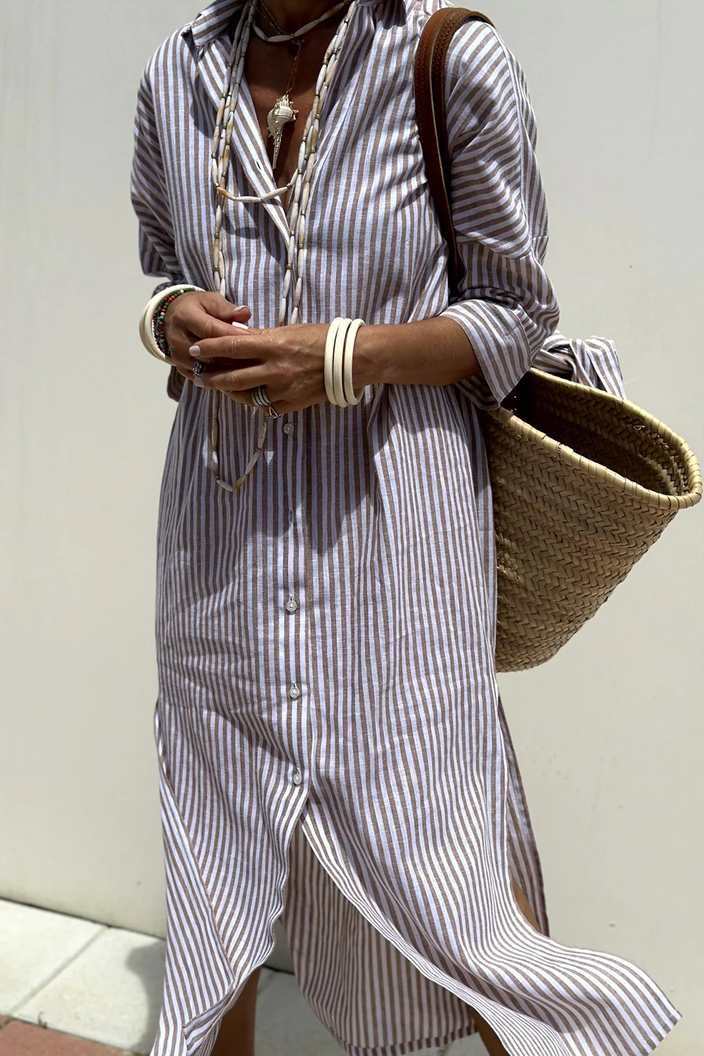 Robe d’Été à Rayures avec Coupe Droite pour Femme | Idéale pour la Plage ou les Sorties en Ville