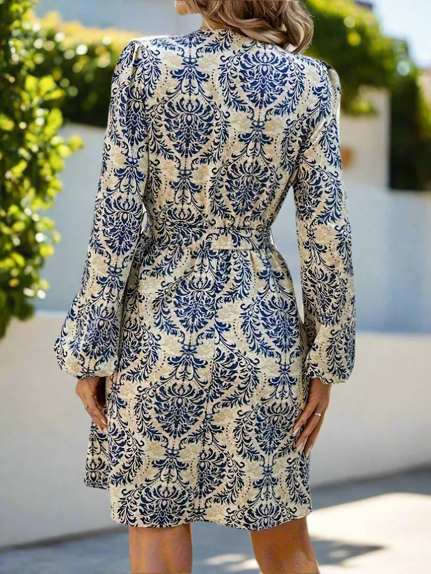 Robe Courte à Manches Bouffantes avec Imprimé Floral pour Femme | Idéale pour l'Été ou les Promenades en Ville