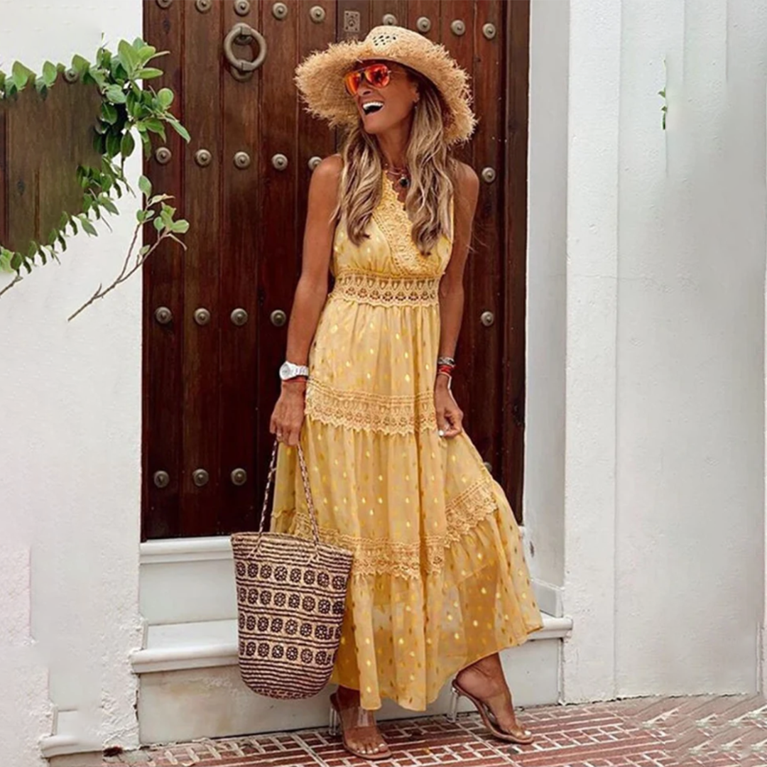 Robe Longue à Détails Boho pour Femme | Idéale pour les Journées d’Été
