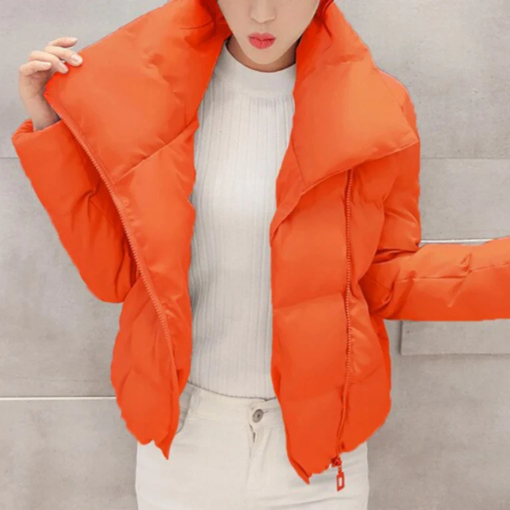 Manteau Matelassé Long avec Fermeture Éclair Asymétrique pour Femme | Idéal pour l’Hiver