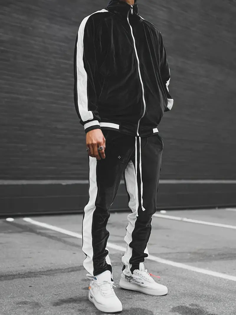 Ensemble de Survêtement pour Homme avec Veste Zippée et Pantalon Coordonné | Idéal pour les Loisirs et le Sport Léger