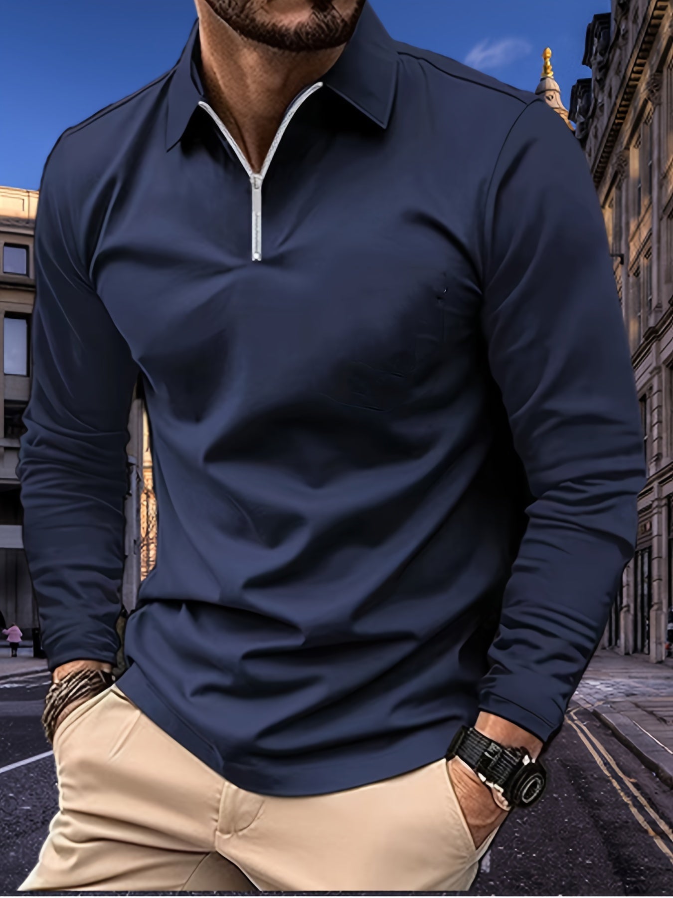 Chemise À Manches Longues avec Fermeture Zippée pour Homme | Idéale pour Le Quotidien