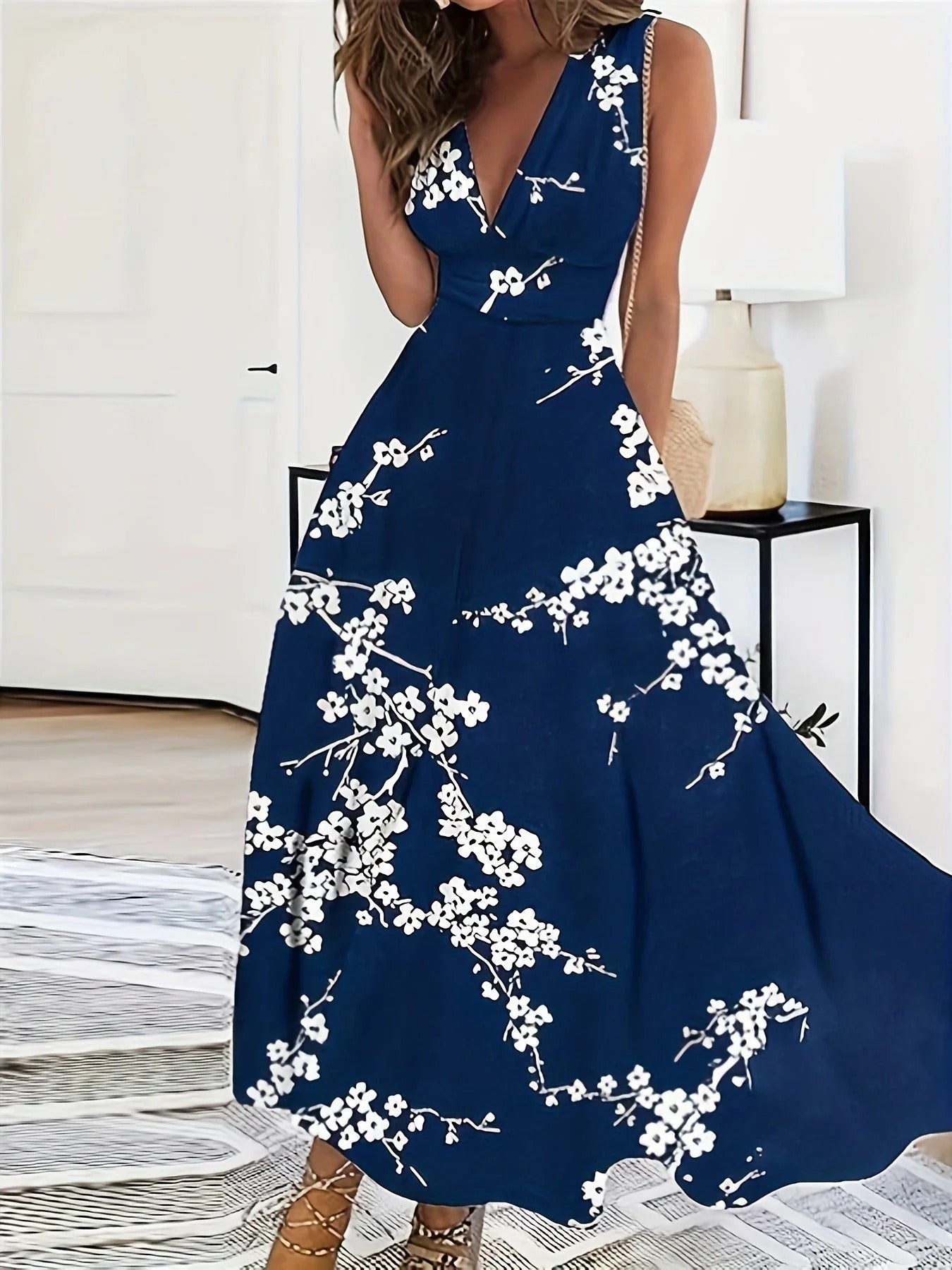 Robe Longue à Motif Fleuri pour Femme | Idéale pour l’Été et les Vacances