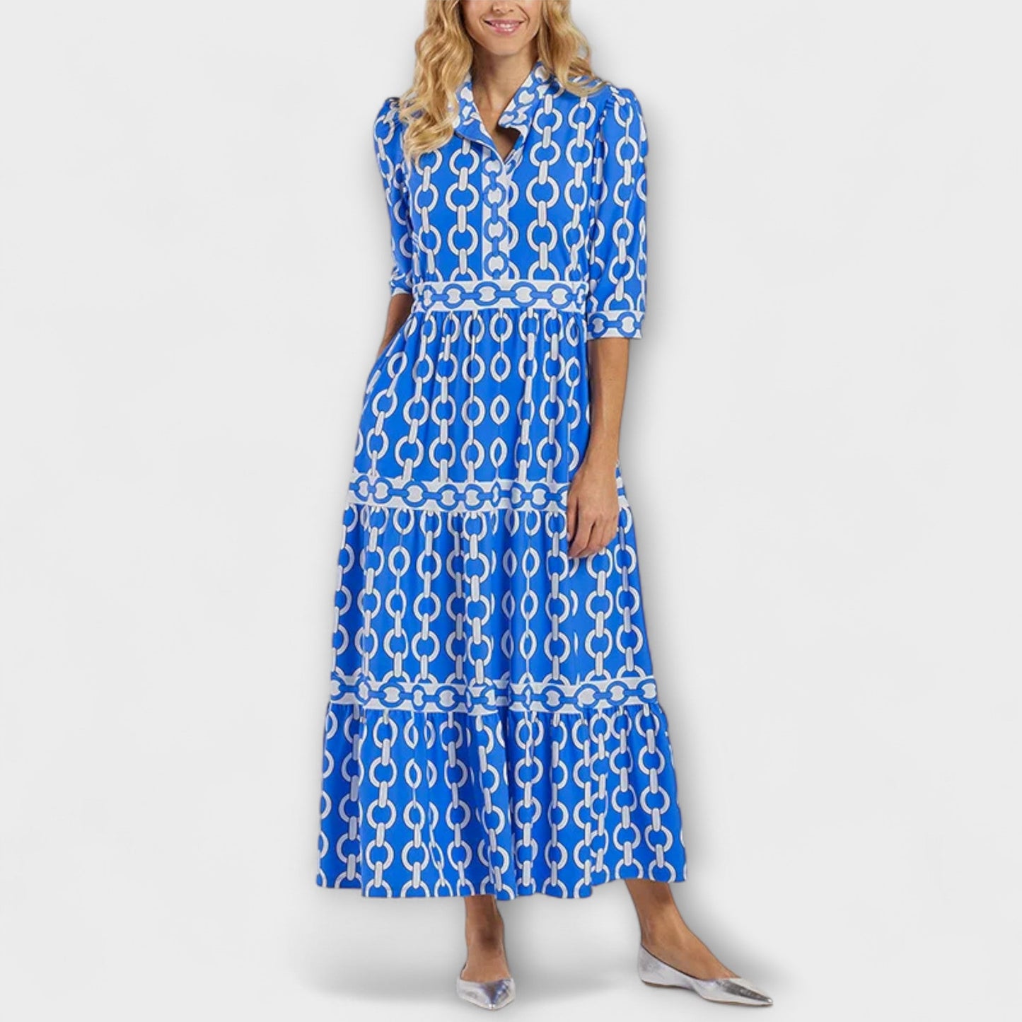 Robe Midi à Motif Chaîne pour Femme | Idéale pour Occasions Quotidiennes et Semi-Formelles