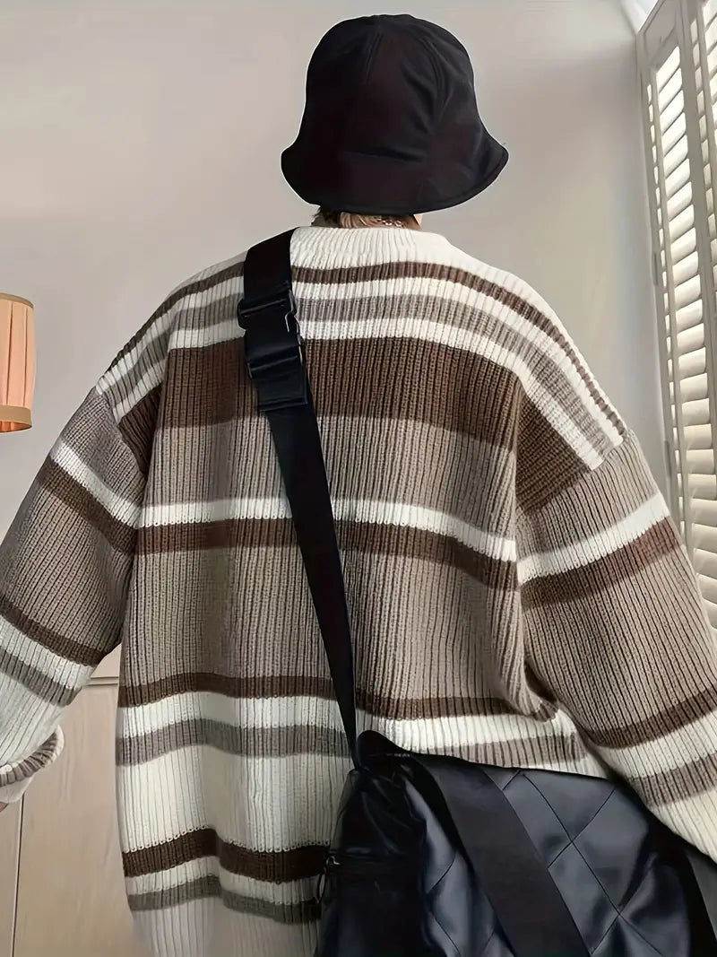 Pull À Col Rond avec Détails Vintage pour Homme | Idéal pour L’Automne Et L’Hiver