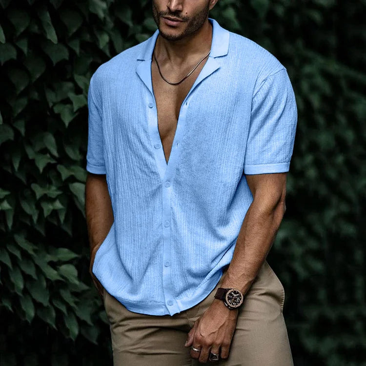 Chemise d’Été à Manches Courtes avec Col Décontracté pour Homme | Idéale pour les Journées Chaudes