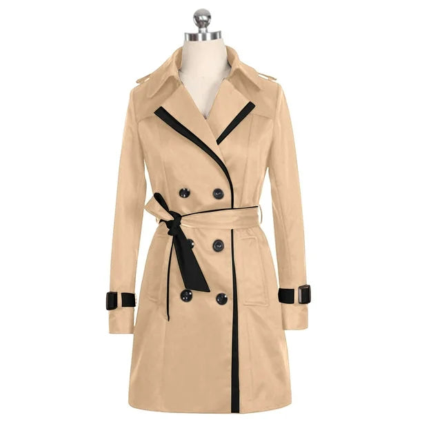 Trench Coat à Double Boutonnage avec Ceinture Ajustable pour Femmes | Idéal pour l’Automne et l’Hiver