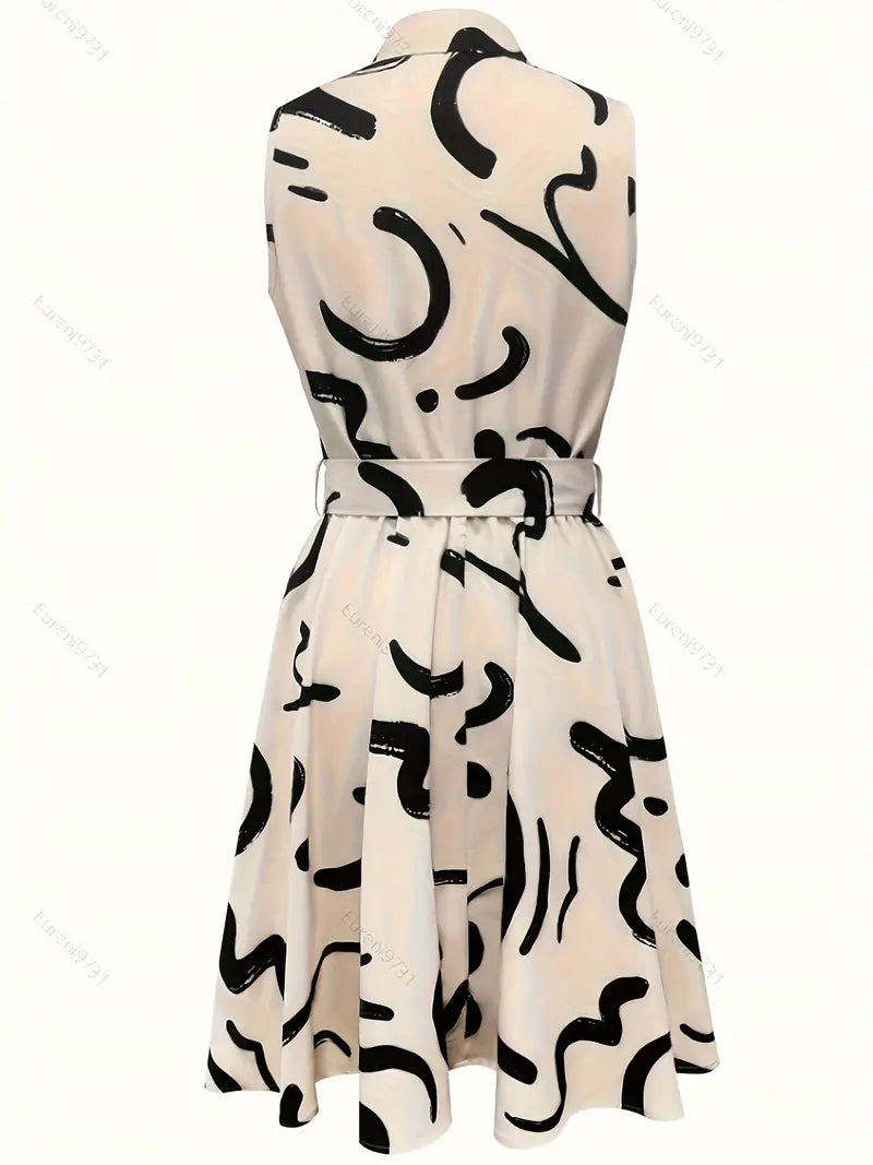 Robe Boutonnée sans Manches avec Cordon à la Taille pour Femme | Idéale pour le Printemps ou les Sorties Décontractées