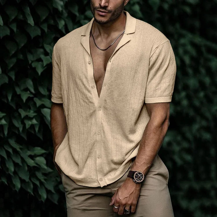 Chemise d’Été à Manches Courtes avec Col Décontracté pour Homme | Idéale pour les Journées Chaudes
