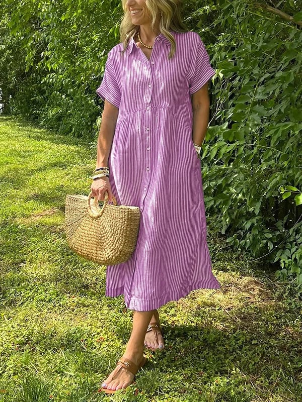 Robe Longue avec Col et Boutonnage Frontal pour Femme | Idéal pour l'Été Décontracté