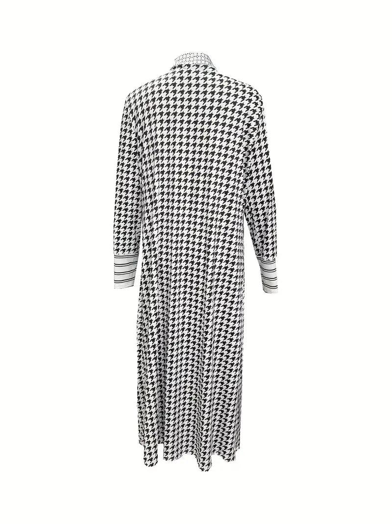 Cardigan À Motif Pied-De-Poule avec Coupe Ample pour Femme | Idéal pour La Mi-Saison