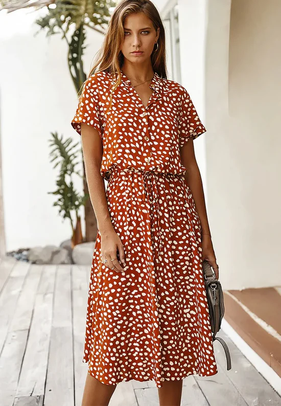 Robe Midi Avec Taille Réglable pour Femme | Idéale pour Les Journées d'Été
