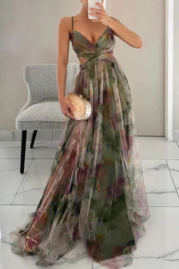 Robe Longue avec Motif Floral pour Femme | Idéale pour les Événements d'Été