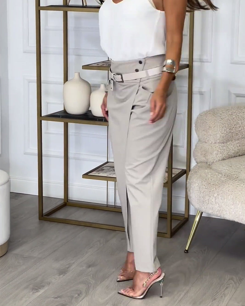 Pantalon Patchwork avec Ceinture pour Femme | Idéal pour Toutes les Saisons