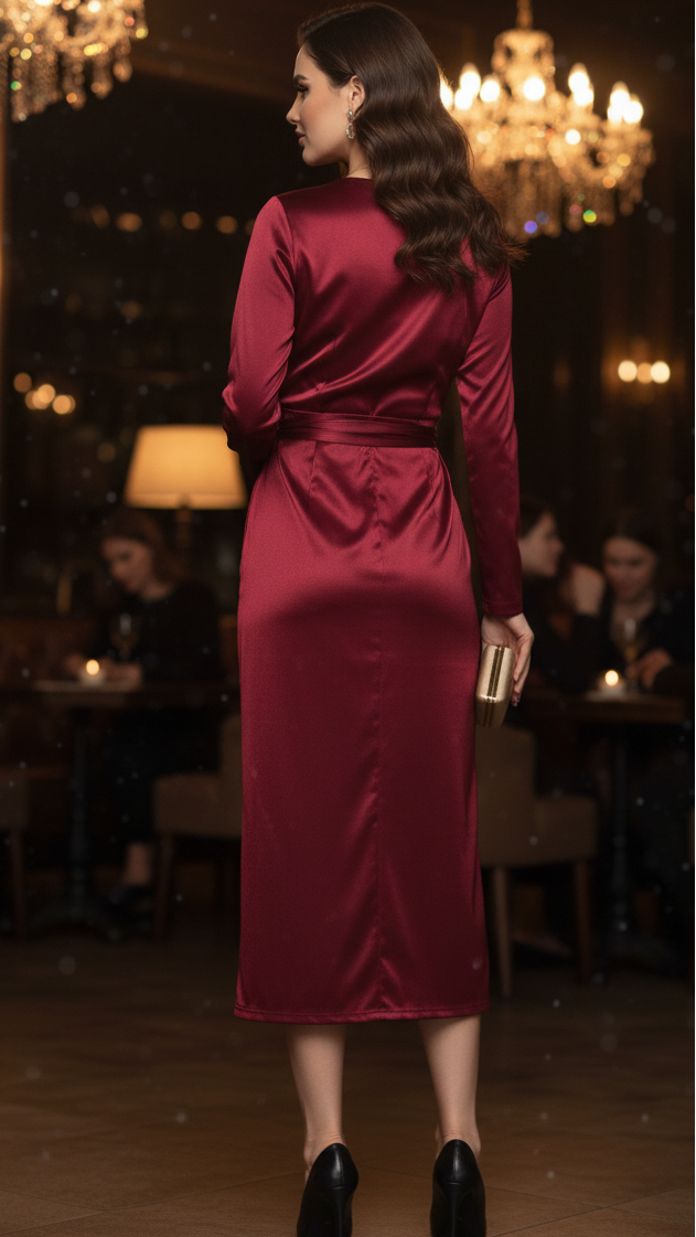 Robe Midi Cache-Cœur pour Femme | Idéale pour Soirées et Occasions de Saison Chaude