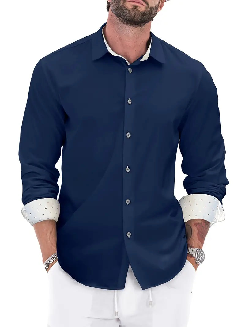 Chemise À Manches Longues pour Homme avec Col Classique | Idéale pour Le Bureau