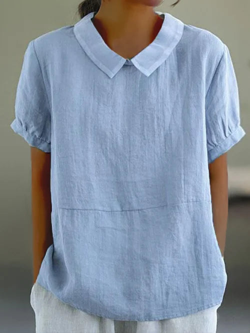 Blouse à Manches Courtes avec Col Structuré pour Femme | Idéale pour l'Été