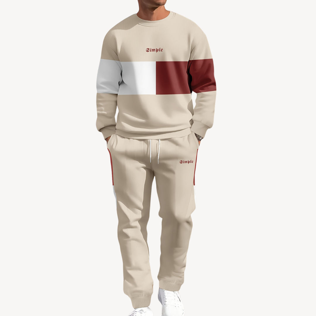 Ensemble Homme avec Veste Puffer Colorblock Et Jogging | Idéal pour Les Loisirs Et Les Activités Extérieures