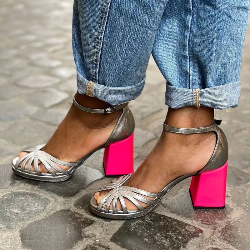 Sandales à Talon Épais avec Boucle Réglable pour Femmes | Idéal pour l’Été