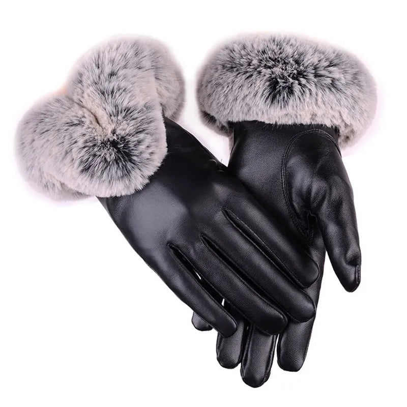 Gants d’Hiver avec Bord en Fausse Fourrure pour Femme | Idéals pour les Journées Froides