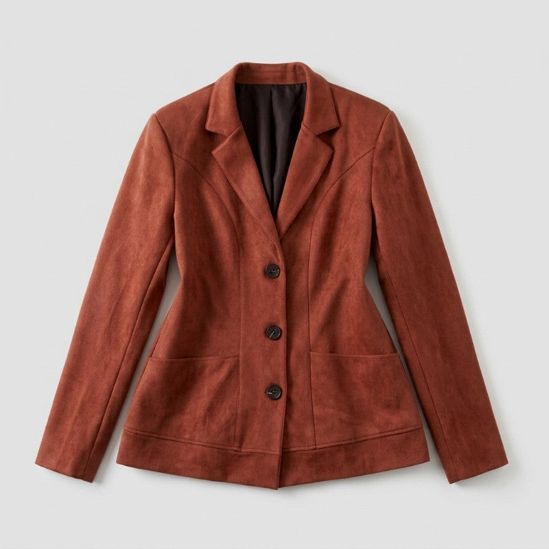 Blazer boutonné à poches plaquées pour femmes