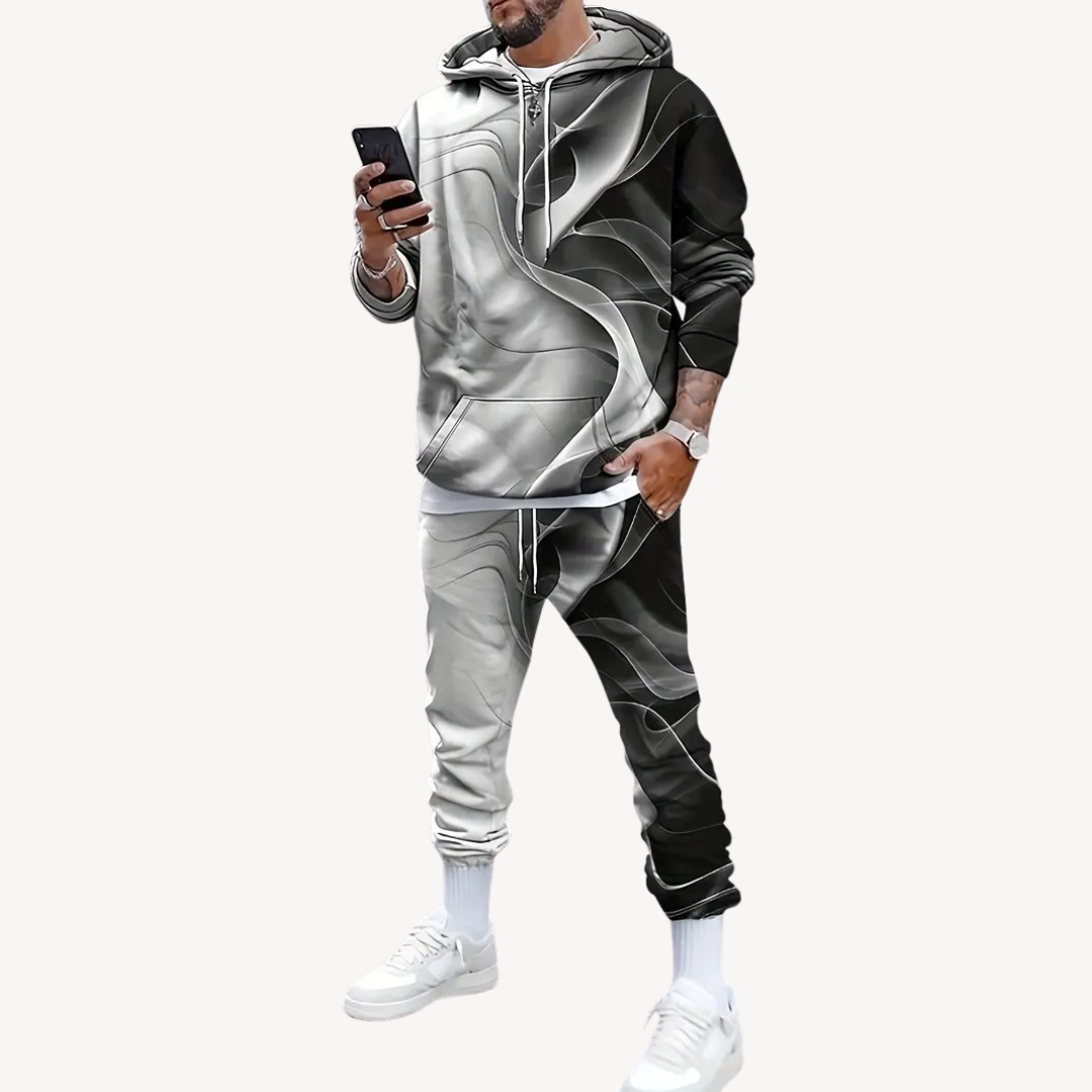 Ensemble Survêtement Homme avec Hoodie Zippé Et Motif Dégradé | Idéal pour Les Loisirs Et Le Quotidien