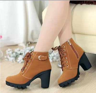 Bottines à Lacets avec Bout Rond et Talon de 8,5 cm pour Femmes | Idéales pour l’Automne et l’Hiver