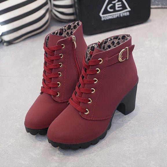 Bottines à Lacets avec Bout Rond et Talon de 8,5 cm pour Femmes | Idéales pour l’Automne et l’Hiver