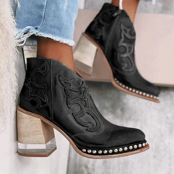 Bottines à Talon Large avec Fermeture Éclair pour Femmes | Idéales pour l’Automne et l’Hiver