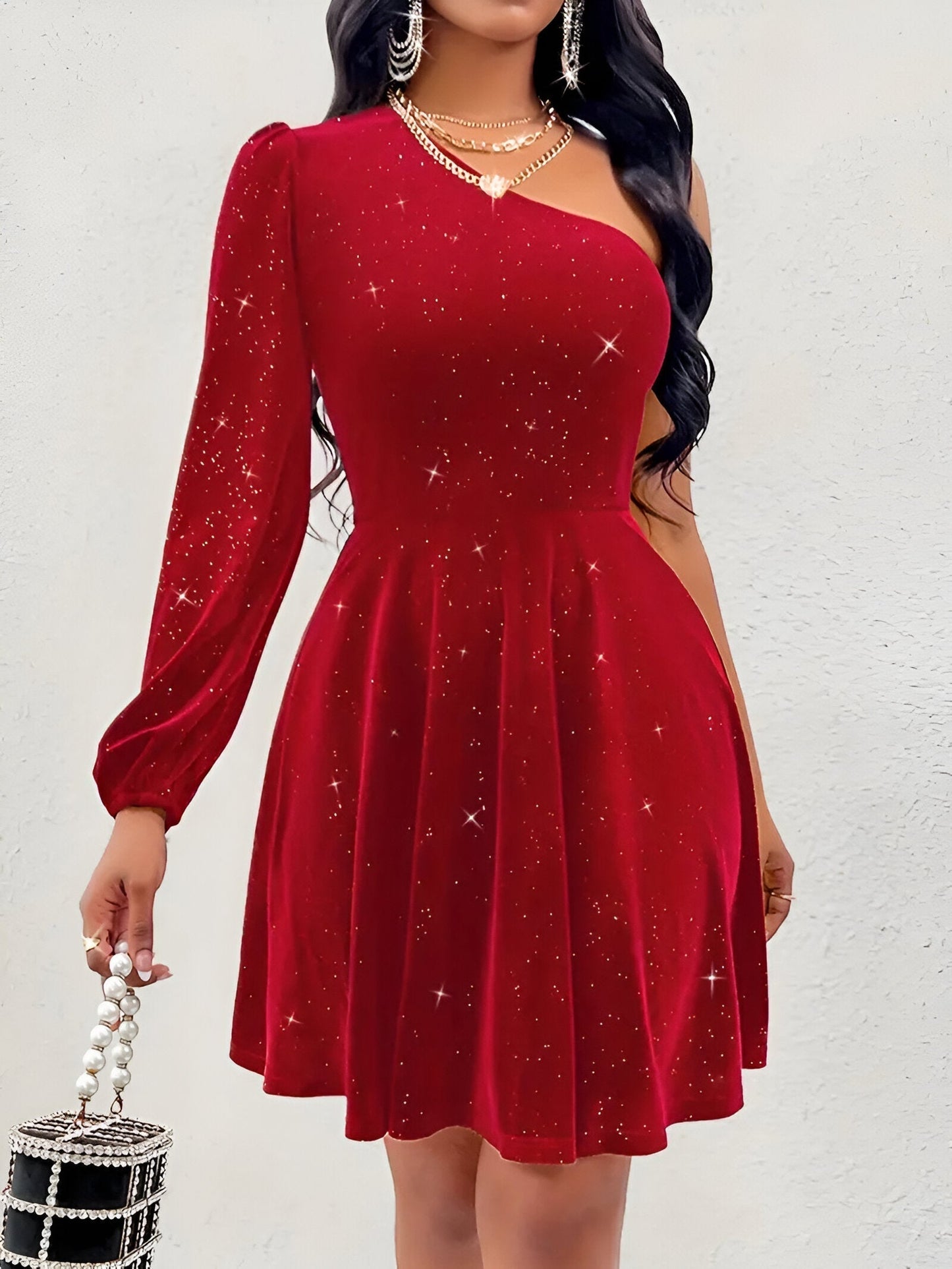 Robe Asymétrique À Une Épaule avec Volants pour Femme | Idéale pour Les Occasions Et Les Événements