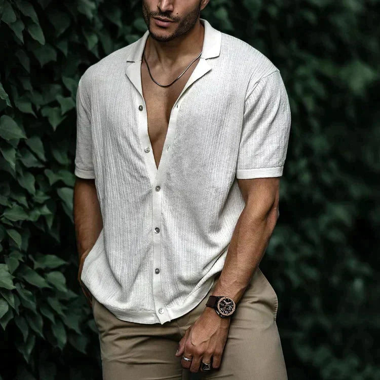 Chemise d’Été à Manches Courtes avec Col Décontracté pour Homme | Idéale pour les Journées Chaudes
