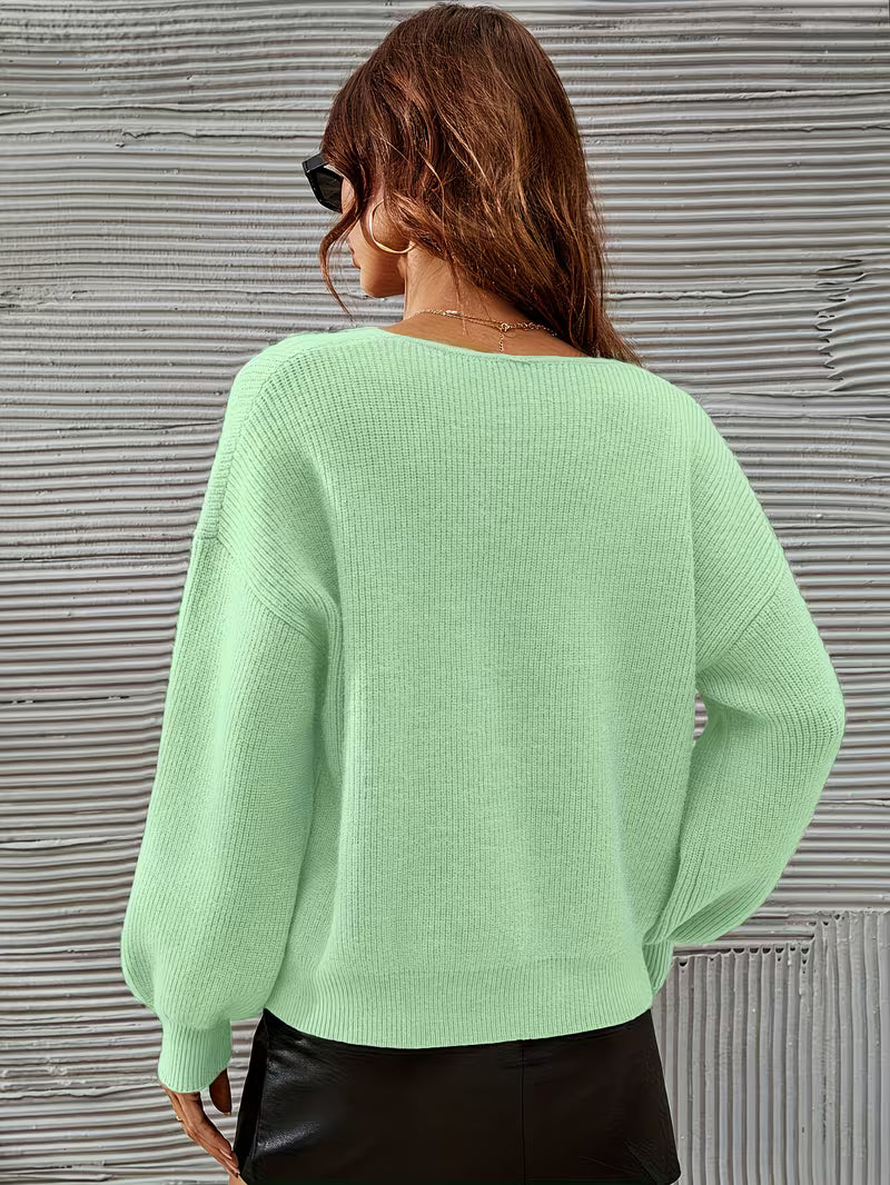 Pull À Col V Avec Coupe Ample Et Épaules Tombantes Pour Femme | Idéal Pour Toutes Les Saisons