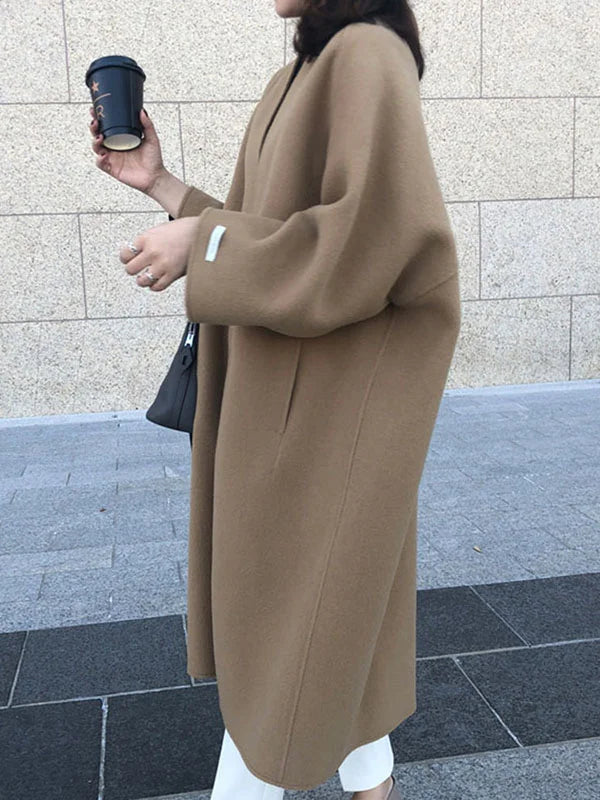 Manteau Long Croisé Sans Boutons pour Femme | Idéal pour l’Hiver