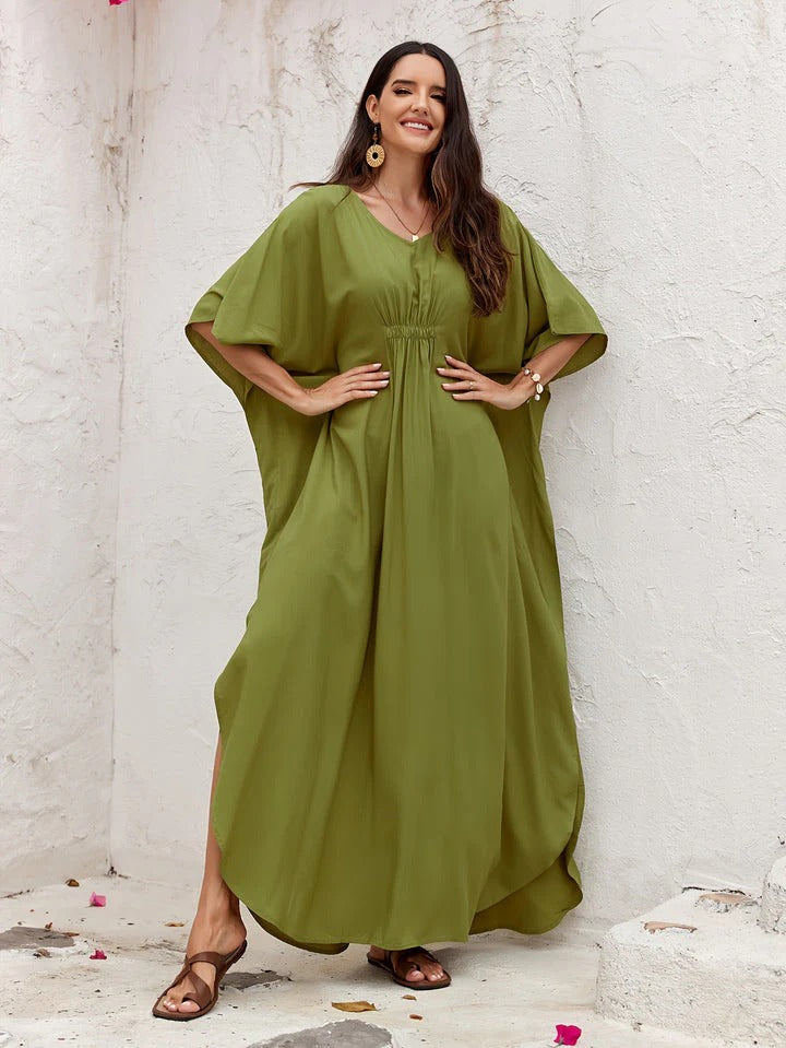 Robe Maxi Kaftan Blanche pour Femme | Idéale pour l'Été