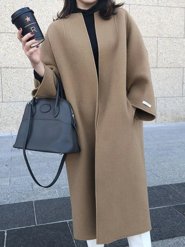 Manteau Long Croisé Sans Boutons pour Femme | Idéal pour l’Hiver