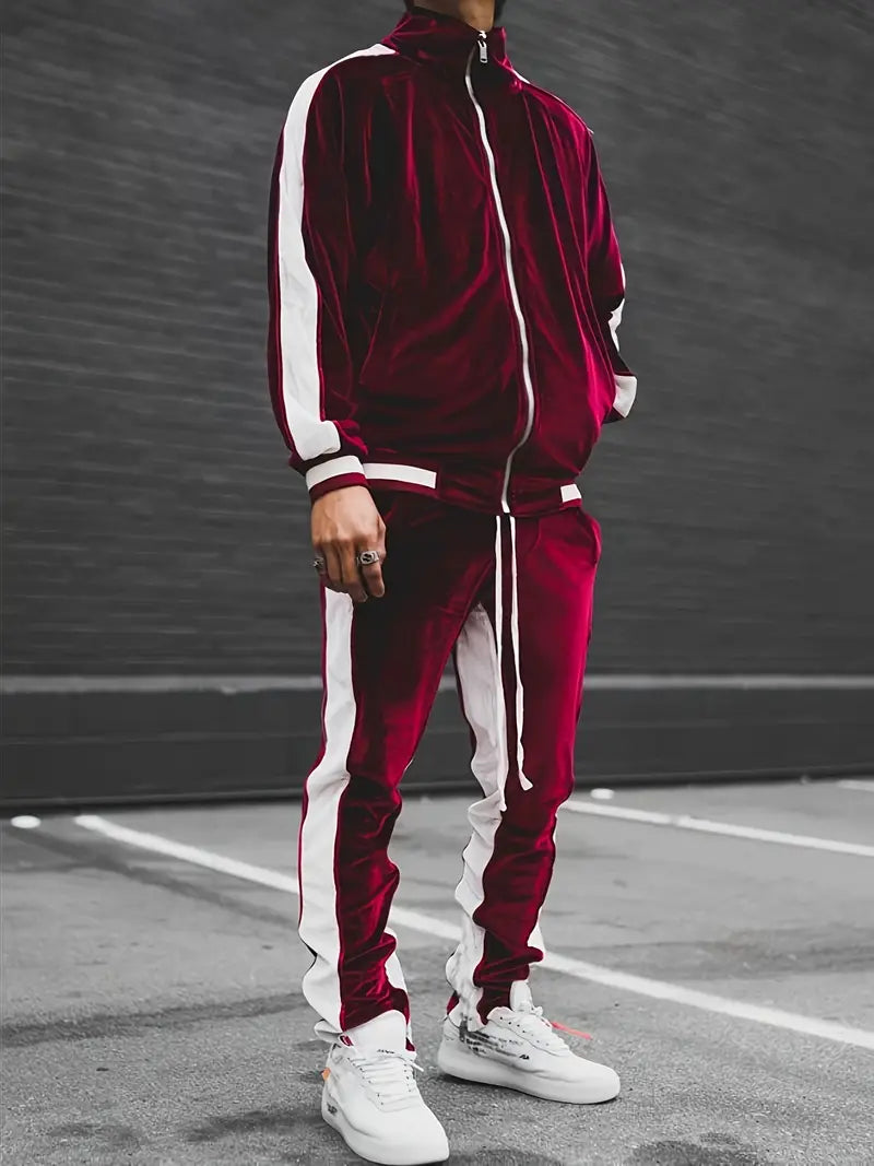 Ensemble de Survêtement pour Homme avec Veste Zippée et Pantalon Coordonné | Idéal pour les Loisirs et le Sport Léger